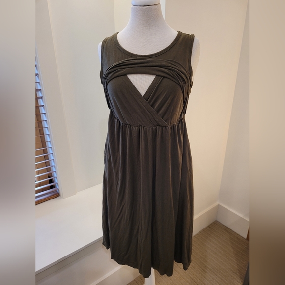 Maternity Nursing Dress, army green - Picture 6 of 8
